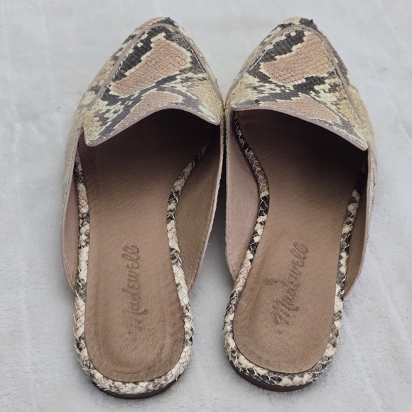 MADEWELL The Frances Skimmer Mule  Sz 7 Snake Embossed Leather Pointed Toe Chic - Picture 6 of 9